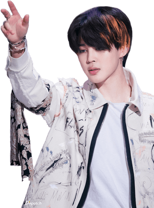 Jimin με χειρονομία ειρήνης