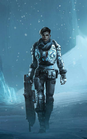 Kait Diaz Περπατάει Gears 5 Τηλέφωνο — Galaxy Tab Active Ταπετσαρία