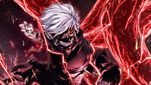 Kaneki Anime Art Με Μάσκα Κόκκινη Ενέργεια — Tokyo ghoul GIF Ταπετσαρία