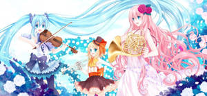 Kawaii Anime Vocaloids με Μουσικά Όργανα