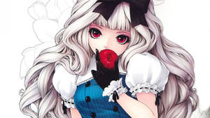 Kawaii Anime Αλίκη στη Χώρα των Θαυμάτων με Μήλο