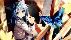 Kawaii Anime Γάτα με Πεταλούδα