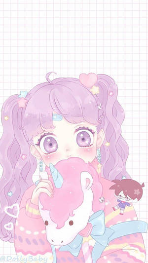 Kawaii Anime Κορίτσι με Λούτρινο Μονόκερο