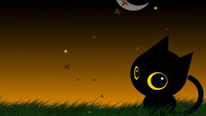 Kawaii Halloween Γάτα στο Γρασίδι