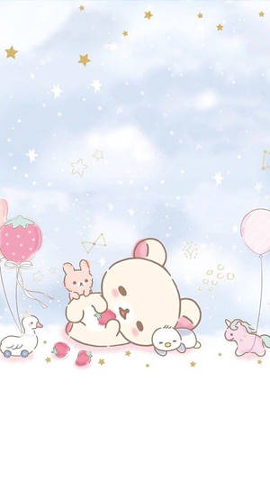 Kawaii Rilakkuma με ροζ χαρακτήρες — Kawaii Anime Ταπετσαρία
