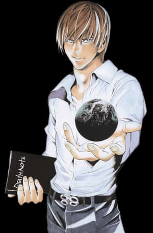 Light Yagami κρατάει το Death Note και τη Γη