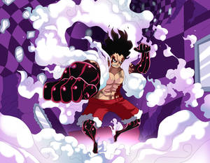 Ταπετσαρία Luffy Gear 4 Μωβ Αφίσα — Luffy gear 4 Ταπετσαρία