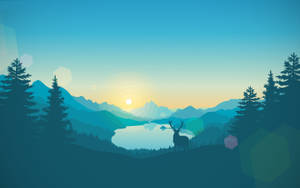Firewatch για MacBook Pro με ελάφι κοντά σε λιμνούλα ταπετσαρία. — MacBook Pro Ταπετσαρία