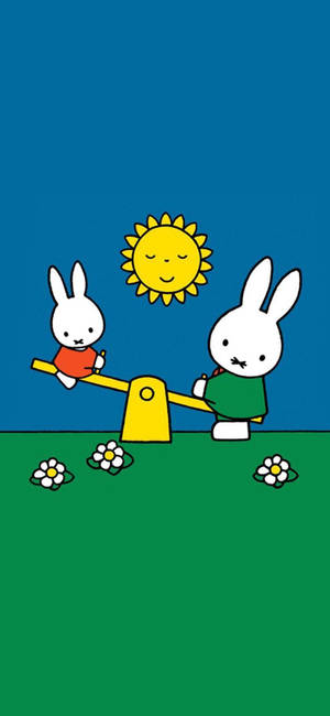 Ταπετσαρία Miffy τραμπάλα παιδική χαρά — iPhone 13 Pro Max Ταπετσαρία
