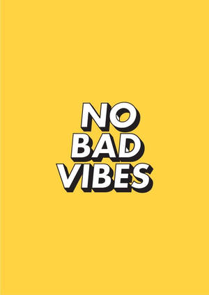 No Bad Vibes Χαριτωμένο Παστέλ Κίτρινο Αισθητικό Απόφθεγμα — Παστέλ Κίτρινο Αισθητική Ταπετσαρία