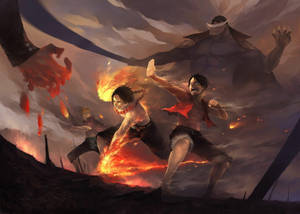 One Piece Desktop Luffy Ace Sabo Μάχη — Ένα κομμάτι επιφάνεια εργασίας Ταπετσαρία