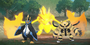 Ταπετσαρία Pokémon Legends Arceus Electivire και Empoleon — Πόκεμον Θρύλοι Αρκέους Ταπετσαρία