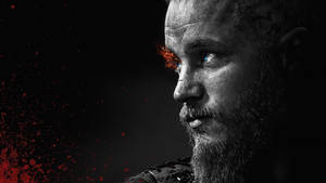 Ragnar Lothbrok 4K Vikings Φλογερή Βλεφαρίδα Ασπρόμαυρο