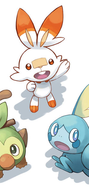 Scorbunny και οι άλλοι εκκινητές του Galar — Pokemon Τηλέφωνο Ταπετσαρία