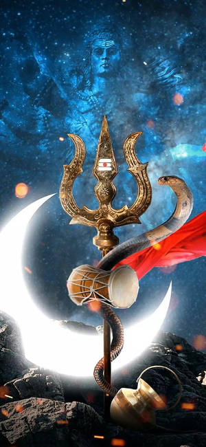 Shiva iPhone Τρισούλα Με Φεγγάρι — Galaxy S25 FE Ταπετσαρία
