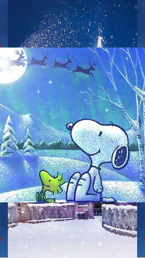 Ταπετσαρία Snoopy Χριστουγεννιάτικος Τάρανδος — Snoopy χριστούγεννα Ταπετσαρία