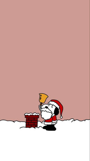 Ταπετσαρία Snoopy Χριστουγεννιάτικο Καμπανάκι Καμινάδας — Snoopy χριστούγεννα Ταπετσαρία