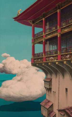 Studio Ghibli Τοπίο Κάστρο Πάνω από Θάλασσα — Honor Pad 20 Pro Ταπετσαρία