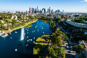 Ταπετσαρία Sunset Boulevard Λίμνη Echo Park — Ηλιοβασίλεμα λεωφόρος Ταπετσαρία