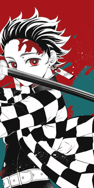 Tanjiro με σπαθί Demon Slayer ταπετσαρία iPhone — 鬼灭之刃 祢豆子 Ταπετσαρία