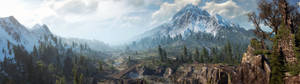 2489x700 WITCHER 3 WILD HUNT φαντασία δράση μάχη πολεμιστής σκοτεινή αφίσα διπλή — 32:9 Ταπετσαρία