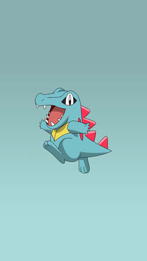 Totodile σε φόντο τιρκουάζ ντεγκραντέ
