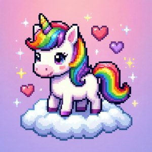 Pixel μονόκερος σε ένα σύννεφο με χρώματα ουράνιου τόξου. — Motorola Razr 2026 Ταπετσαρία
