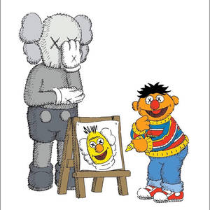 Ταπετσαρία Uniqlo Ernie ζωγραφίζει Kaws με Bert — Tecno Phantom V Flip Ταπετσαρία