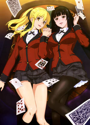 Ταπετσαρία Kakegurui με τους χαρακτήρες Yumeko Jabami να κρατάει χέρι με τη συμφοιτήτριά της Mary Saotome. — Oppo Pad 5 Pro Ταπετσαρία