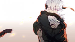 Ταπετσαρία Anime Hug Couple With White Hair