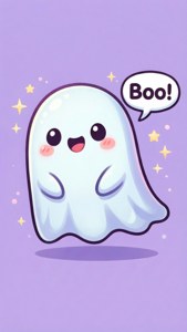 Χαριτωμένο φαντασματάκι σε στυλ kawaii που λέει «μπού» με φιλικό τρόπο. — iPhone Se Ταπετσαρία