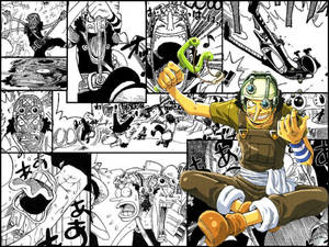 Ταπετσαρία με αστείες στιγμές του Usopp σε πάνελ manga — Πάνελ manga Ταπετσαρία
