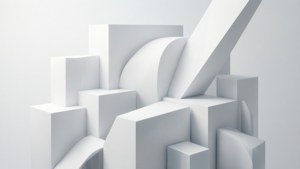 Μια μοντέρνα 3D αφηρημένη σύνθεση λευκών γεωμετρικών σχημάτων με διακριτικές διαβαθμίσεις. — Λευκή αισθητική Ταπετσαρία