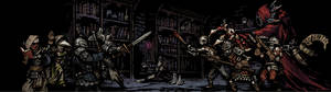 Ταπετσαρία HD διπλής οθόνης με Necromancer εναντίον ηρώων στο Darkest Dungeon — 3840x1080 Ταπετσαρία