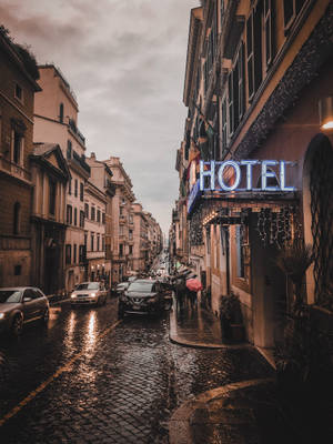 Ταπετσαρία Rainy day at hotel — 3:4 Ταπετσαρία