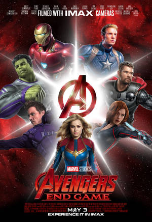 Avengers endgame χαρακτήρες σε κόκκινο φόντο με σύμβολο στο κέντρο — Oppo Pad 5 Ταπετσαρία