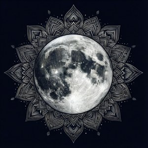 Μια συμμετρική ταπετσαρία SVG μιας πανσελήνου με γεωμετρικά μοτίβα μαντάλα. — Φεγγάρι Ταπετσαρία