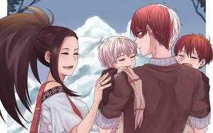 Ταπετσαρία γλυκός Todoroki με τη Momo και τα παιδιά