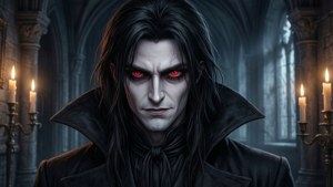 Κομψή ταπετσαρία anime με έναν βρικόλακα σε γοτθικό κάστρο.