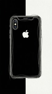 Μια μινιμαλιστική γραμμική σχεδίαση ενός iPhone XR, ασπρόμαυρη, κομψή ταπετσαρία τέχνης.