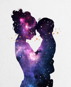 Γραφικό Μητέρας και Κόρης με Γαλαξία