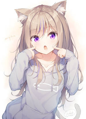 Ταπετσαρία Γυναίκα Γάτα με Κουκούλα Anime — Anime γάτα Ταπετσαρία