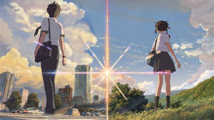 Δύο Κόσμοι Your Name Anime 2016 — Ανιμέ ζευγάρι GIF Ταπετσαρία