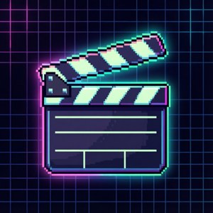 Ρετρό pixel art clapperboard για ταπετσαρία με θέμα gaming. — Motorola Razr 2026 Ταπετσαρία