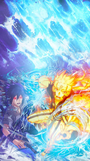 Εντυπωσιακή ψηφιακή τέχνη Sasuke Naruto για iPhone — Ναρούτο εναντίον Σασούκε Ταπετσαρία