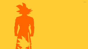 Dragon Ball Z super broly San Goku και σκιά του Gohan σε πορτοκαλί και κίτρινο μινιμαλιστικό φόντο.