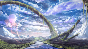 Φόντο Τοπίου Anime — Anime τοπίο GIF Ταπετσαρία
