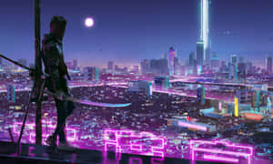 Φόντο Neon City — Νεον πόλη Ταπετσαρία