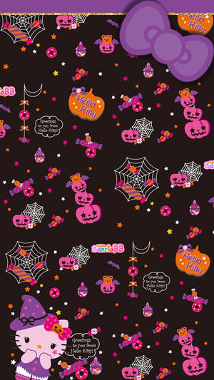 Ταπετσαρία Hello Kitty Halloween μωβ θέμα — Hello Kitty Χαλοουίν Ταπετσαρία