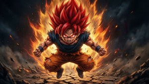 Ο Goku ως Super Saiyan God με κόκκινη αύρα. — Goku Ταπετσαρία
